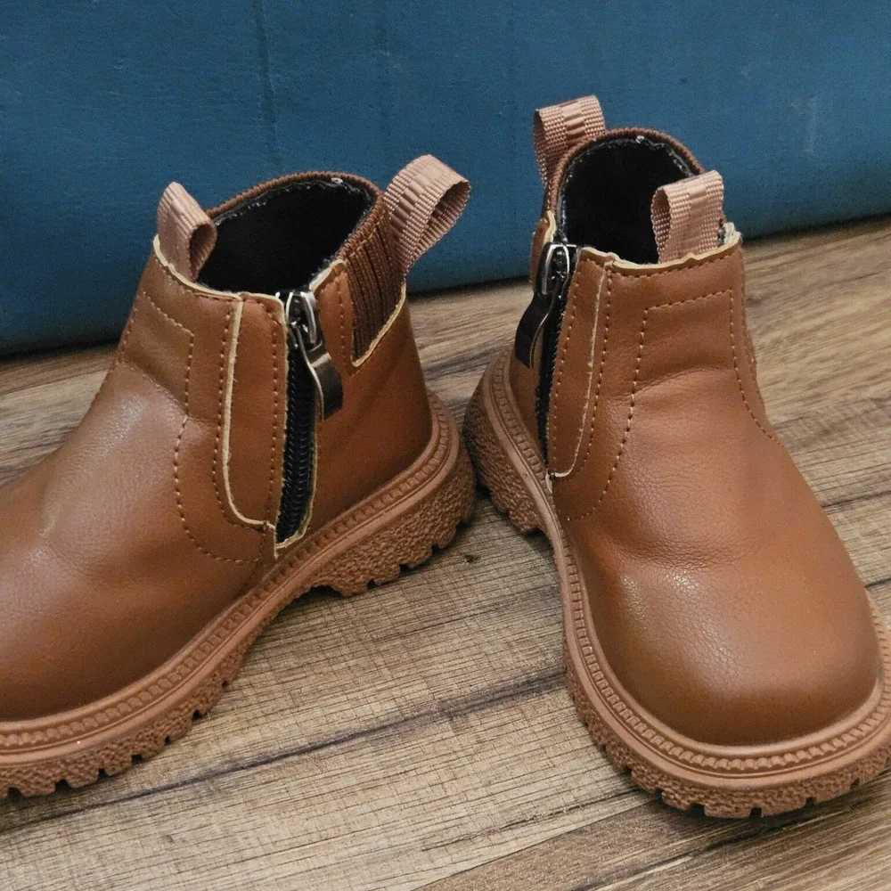 Toddler Girls Brown Chelsea Boots EU 21 US 6 Chunky Lug‎ Sole Booties